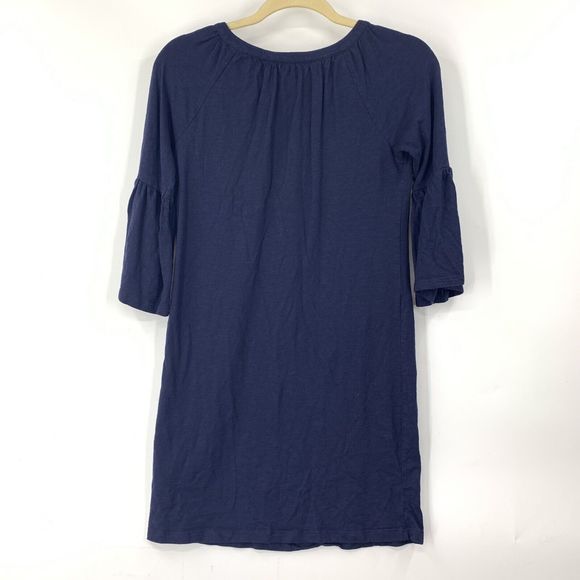 Lilly Pulitzer De Lago Tasstled Dress Flare sleeves Navy Blue Cotton Modal - Picture 6 of 10